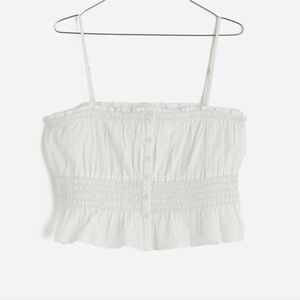 NWT Madewell Smocked Button-Front Top in Poplin